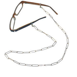 Cadena de metal para anteojos con anillo grande antideslizante para damas doradas