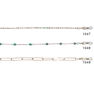Soporte de cadena óptica con cuentas planas azules para dama 1047-1049